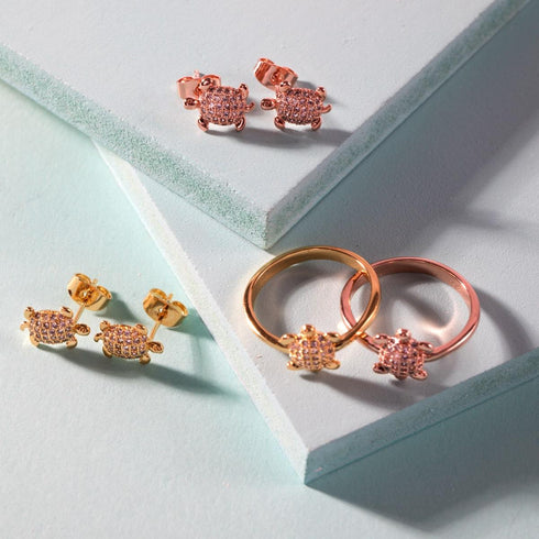 Tortuga | Gold Vermeil | CZ Diamond Sea Turtle Ring