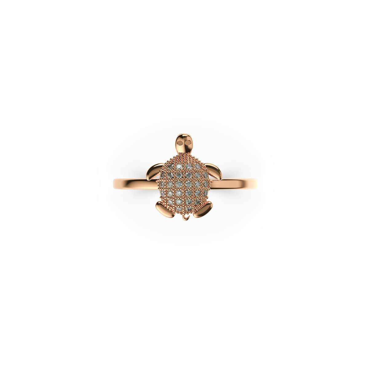 Tortuga | Rose Gold Vermeil | CZ Diamond Sea Turtle Ring