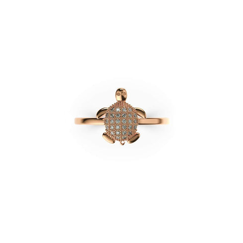 Tortuga | Rose Gold Vermeil | CZ Diamond Sea Turtle Ring