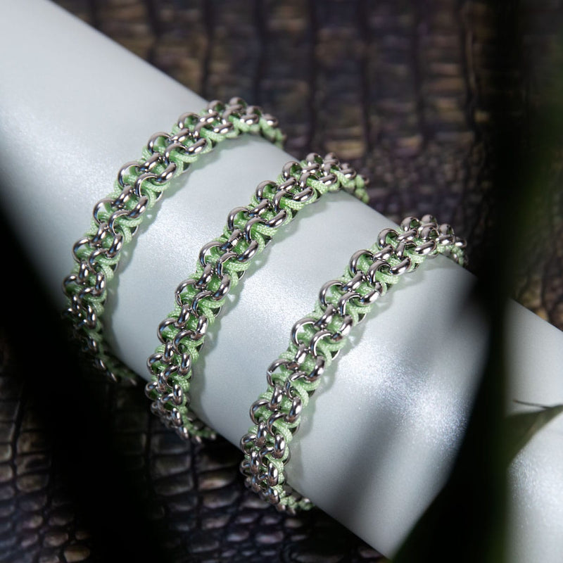 Crocodile Links | Mini Kismet Bracelet | Mint Green x Silver