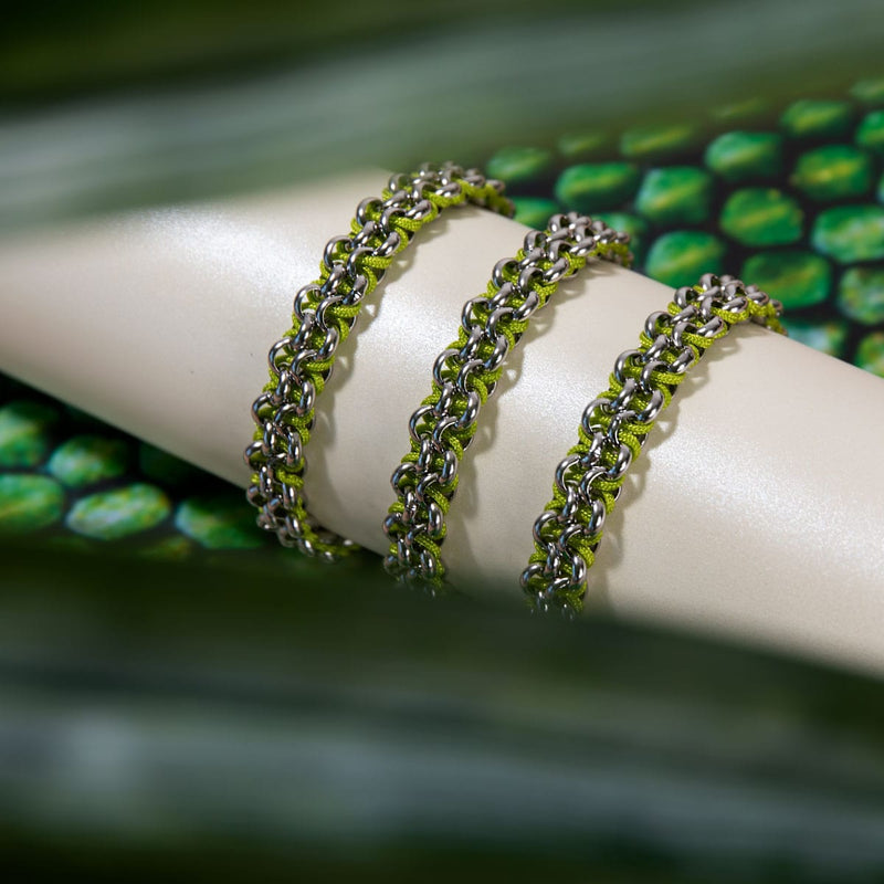 Green Tree Snake Links | Mini Kismet Bracelet | Lime Green x Silver