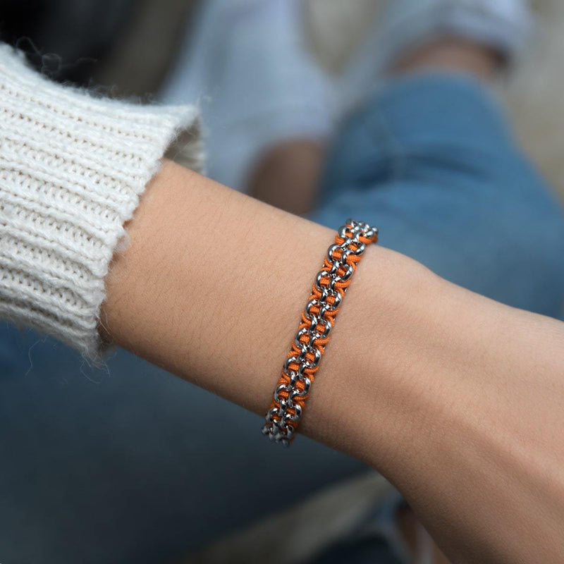 Orangutan Links | Mini Kismet Bracelet | Orange x Silver
