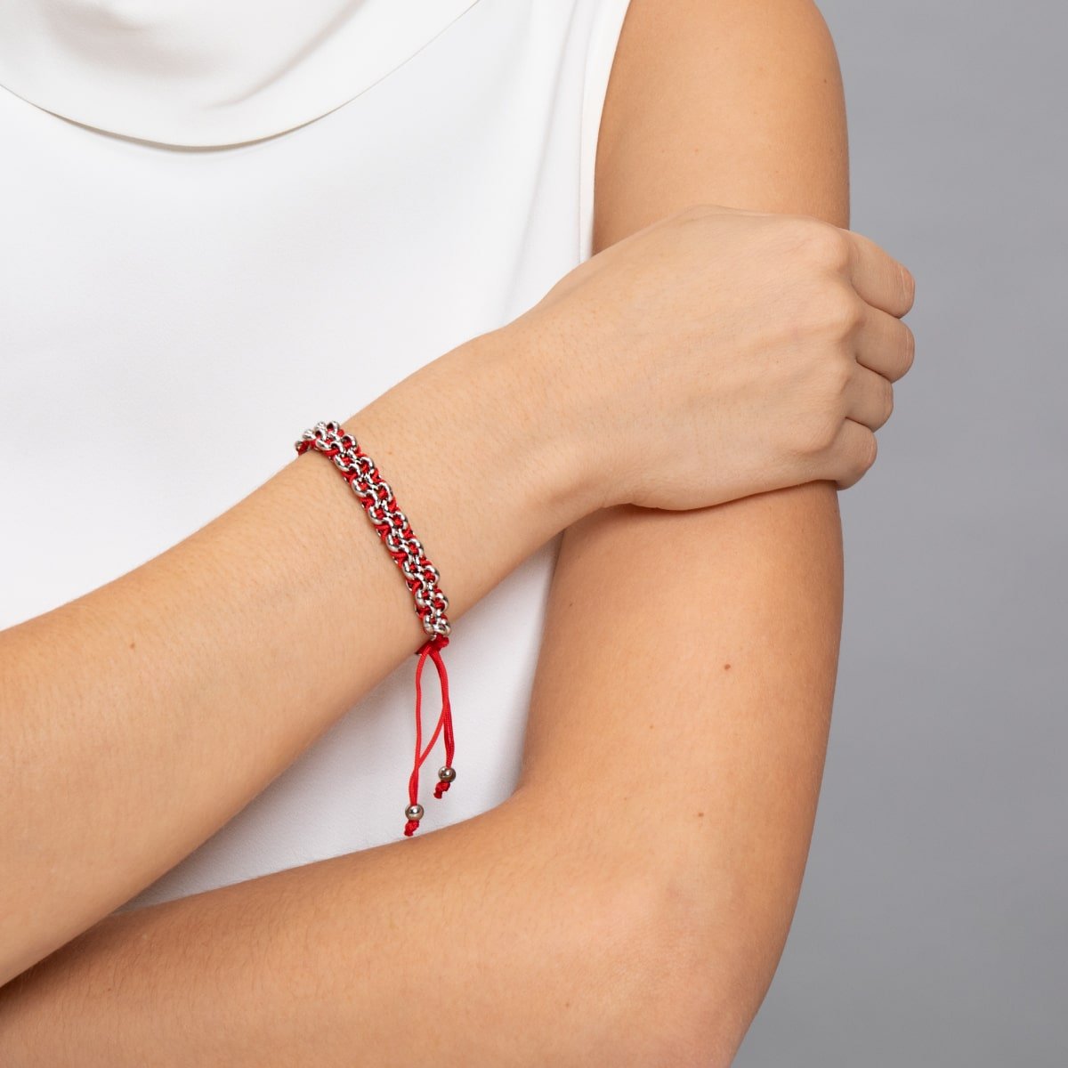 Red Panda Links | Mini Kismet Bracelet | Red x Silver