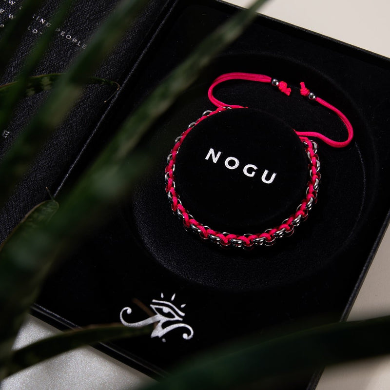 Roseate Spoonbill Links | Mini Kismet Bracelet | Neon Pink x Silver