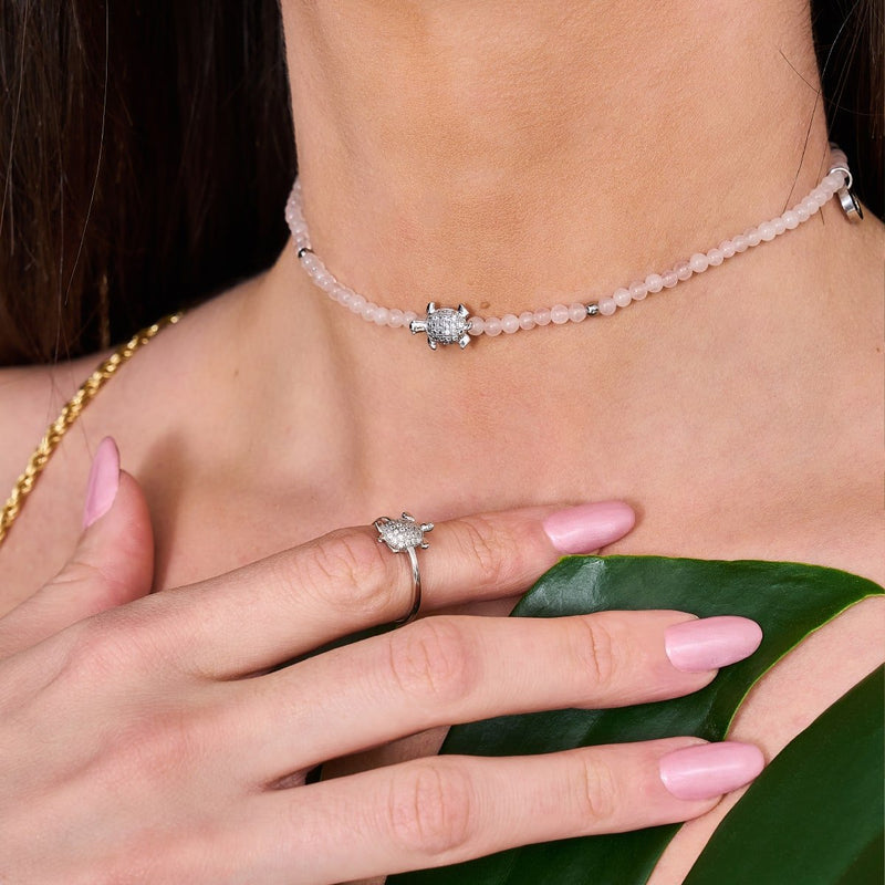 Rose Quartz | Silver | Tortuga Gemstone Wrap