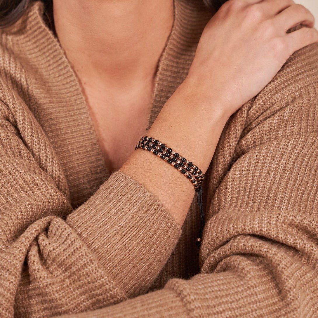 Trinity | Rose Gold x Gunmetal | Triple Strand Bracelet