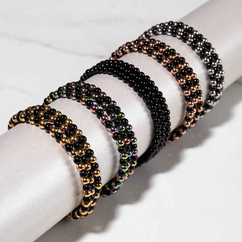 Trinity | Silver x Gunmetal | Triple Strand Bracelet