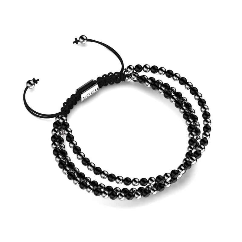 Trinity | Silver x Gunmetal | Triple Strand Bracelet