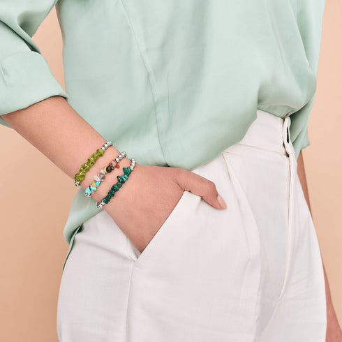 Array Multistone | Silver | Uncut Gemstone Bracelet