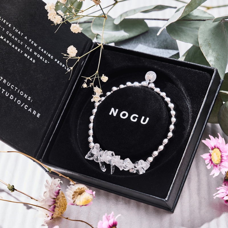 Herkimer Quartz | Silver | Uncut Gemstone Bracelet