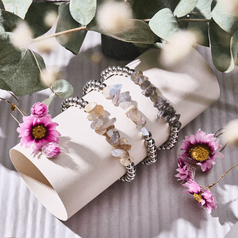 Labradorite | Silver | Uncut Gemstone Bracelet