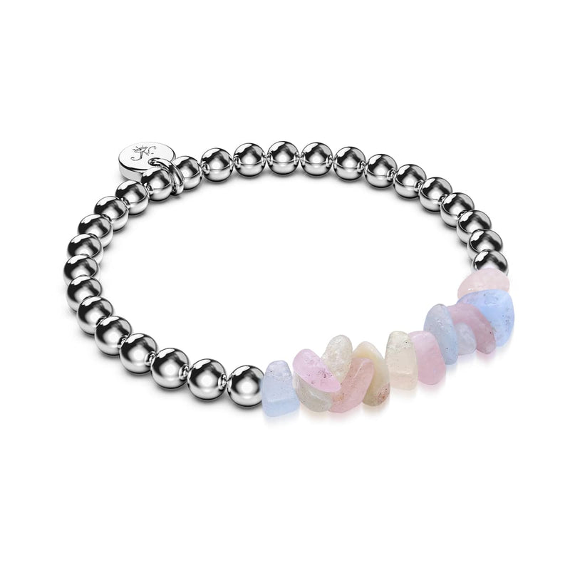 Morganite | Silver | Uncut Gemstone Bracelet