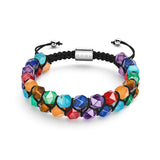 Rainbow Chakra | 7 Gemstone Geom Bracelet | Silver