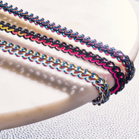 Spectrum x Gunmetal | Gaia Wheat Chain | Choker Necklace