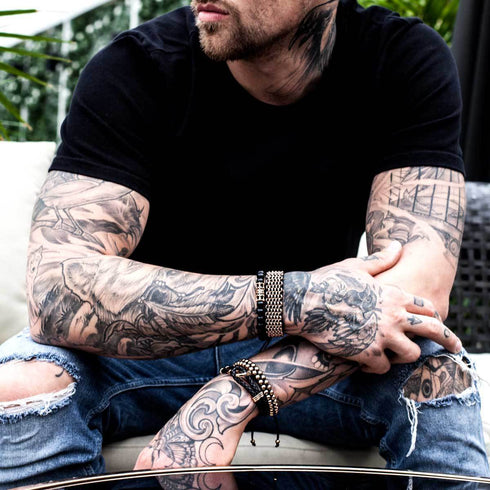 18k Rose Gold Crown | Matte Black Agate | Kingdom Bead Bracelet | Men's