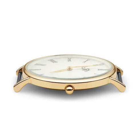 Lansdowne - Gold Timepiece with Black Leather
