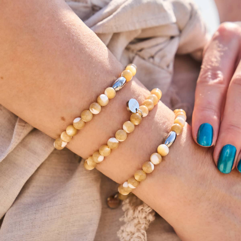 Caramel x Silver | Abalone Bracelet