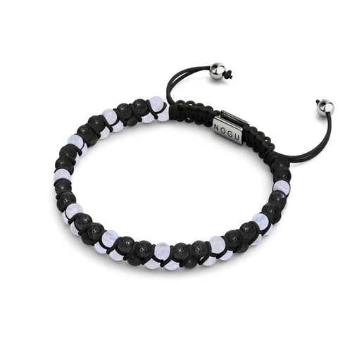 Moonstone x Lava Rock | .925 Sterling Silver | Mini Diffuser Bracelet