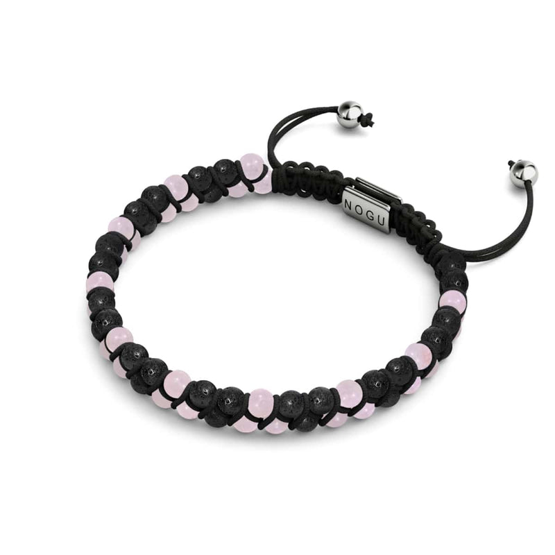 Rose Quartz x Lava Rock | .925 Sterling Silver | Mini Diffuser Bracelet