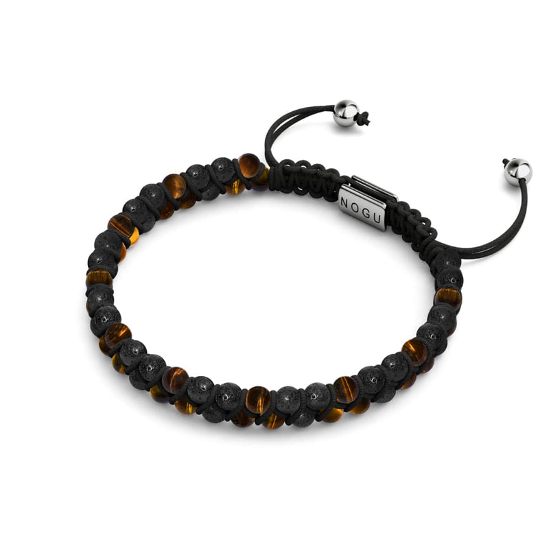 Tiger's Eye x Lava Rock | .925 Sterling Silver | Mini Diffuser Bracelet