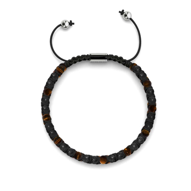 Tiger's Eye x Lava Rock | .925 Sterling Silver | Mini Diffuser Bracelet