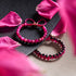 Magenta Quartz & Black Agate | Rose Gold | Double Geom Bracelet