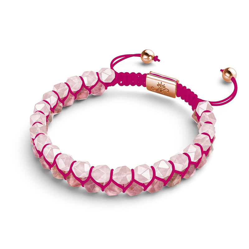 Rose Quartz & Pink Quartz | Rose Gold | Double Geom Bracelet