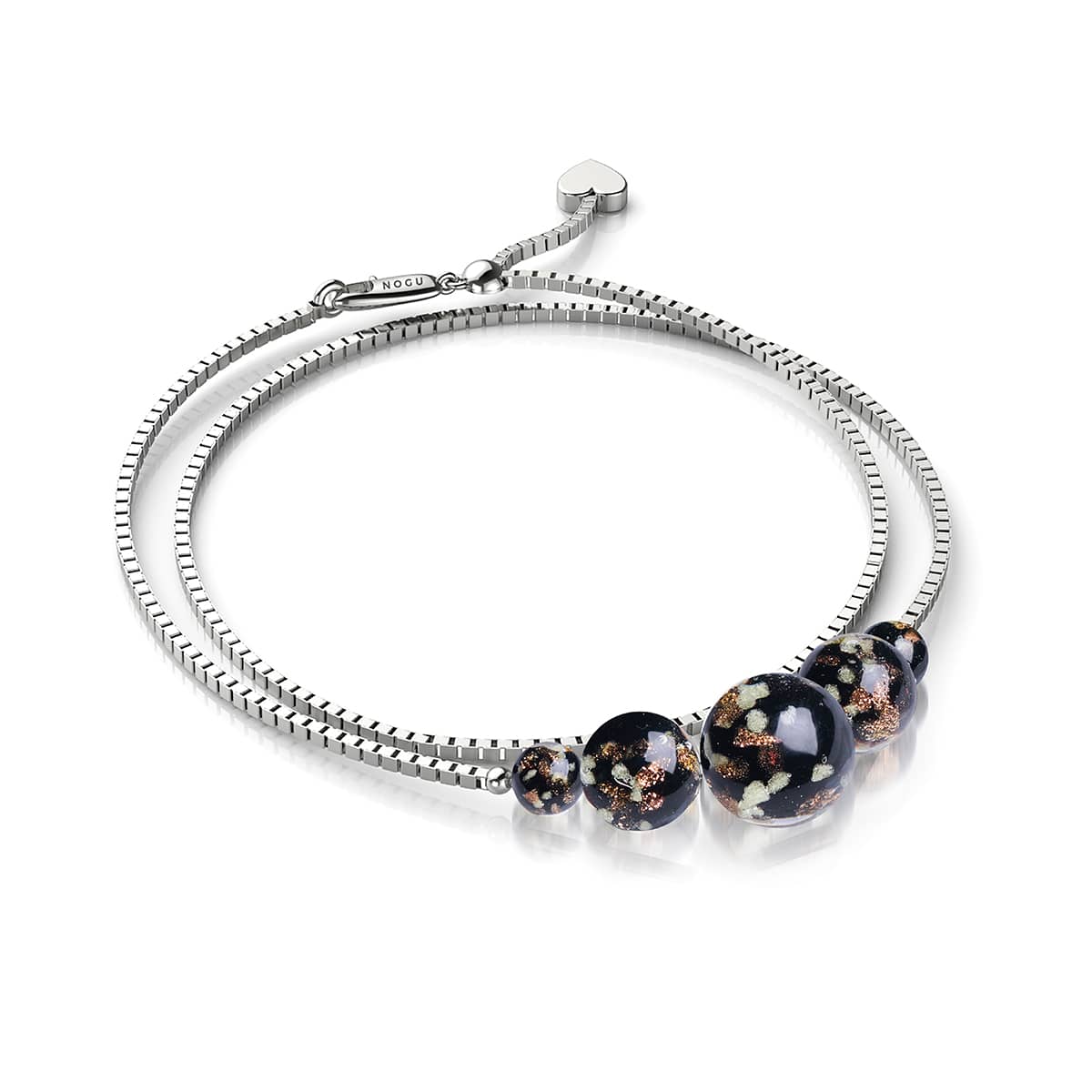 Obsidian | .925 Sterling Silver | Firefly Glass Infinity Clasp Anklet