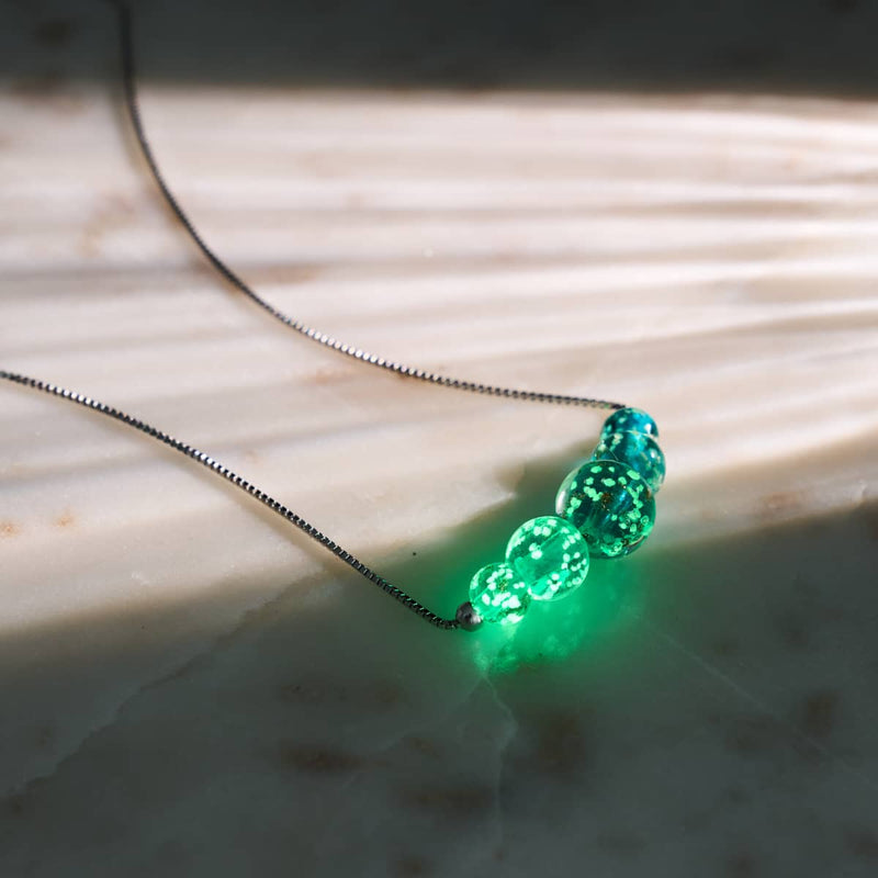 Teal | .925 Sterling Silver | Firefly Glass Infinity Clasp Anklet