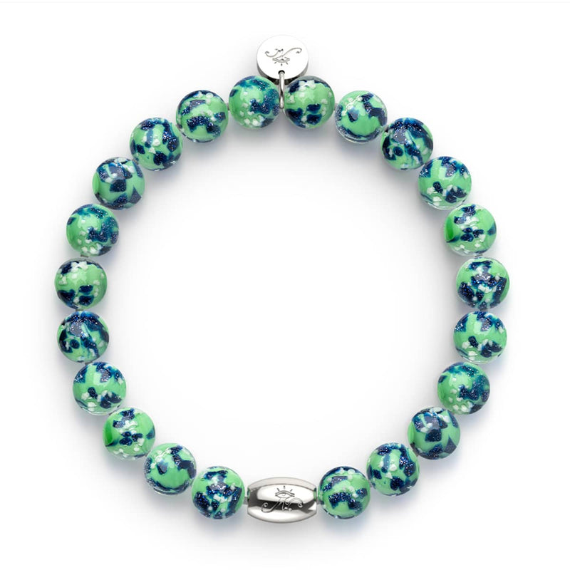 Blue Mint | .925 Sterling Silver | Firefly Glass Bracelet