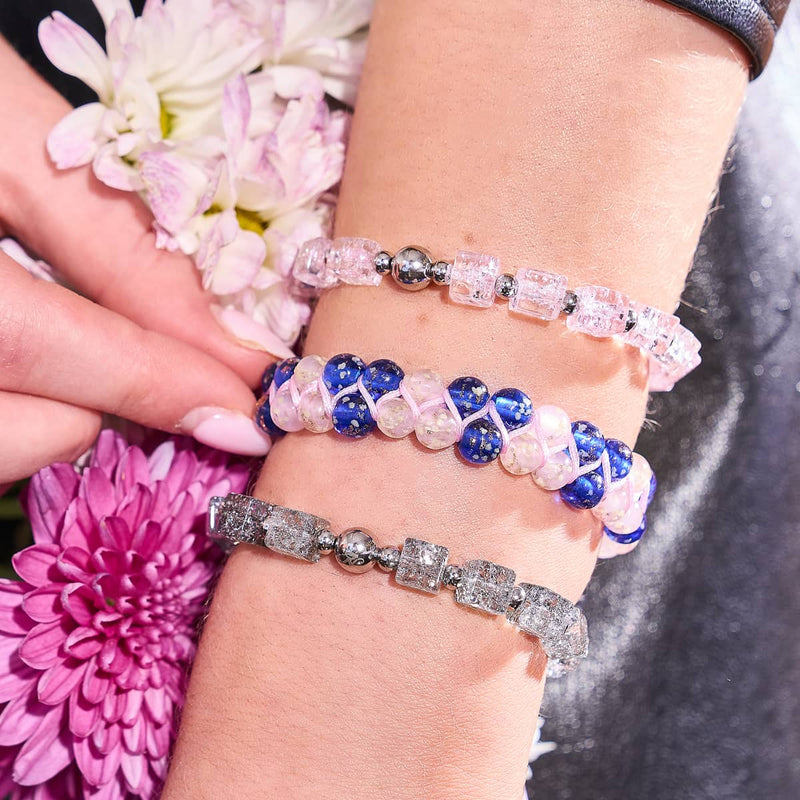 Oasis | Pink Succulent x Sapphire | Double Firefly Glass Bracelet