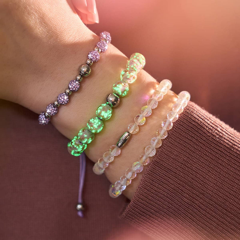 Periwinkle | Silver | Firefly Glass Macrame Bracelet
