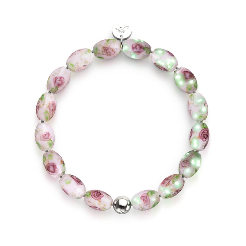 Pink Roses | .925 Sterling Silver | Firefly Glass Garden Bracelet