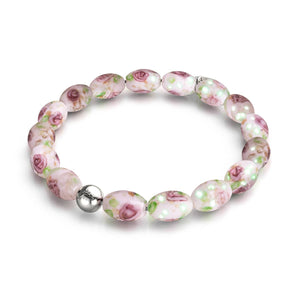 Pink Roses | .925 Sterling Silver | Firefly Glass Garden Bracelet
