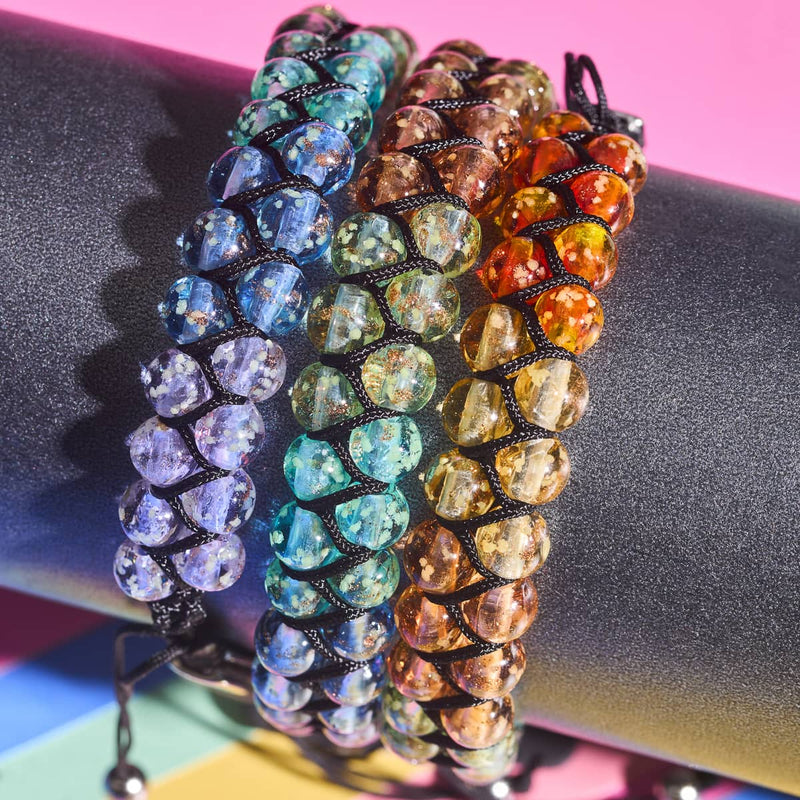 Rainbow Chakra | Clear Firefly Glass Bracelet