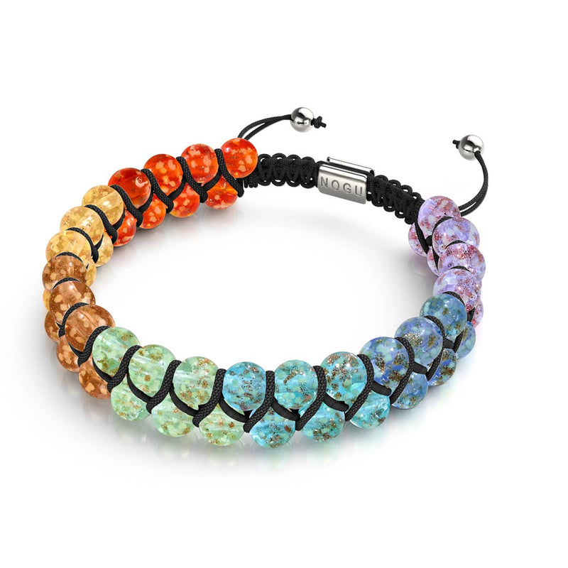 Rainbow Chakra | Clear Firefly Glass Bracelet