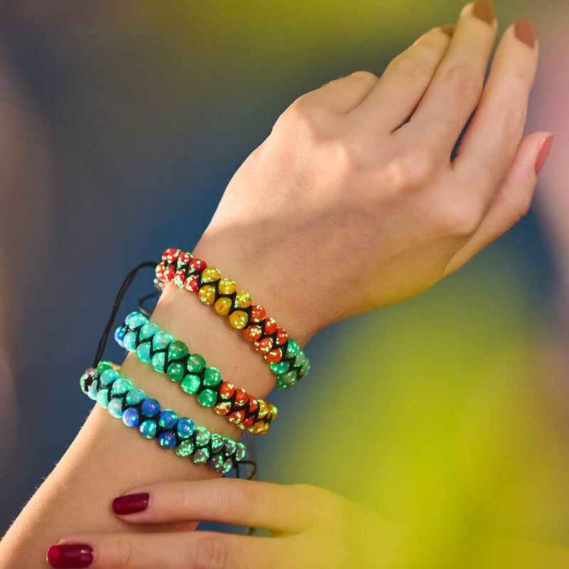 Rainbow Chakra | Solid Firefly Glass Bracelet