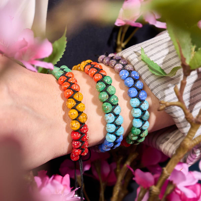 Rainbow Chakra | Solid Firefly Glass Bracelet