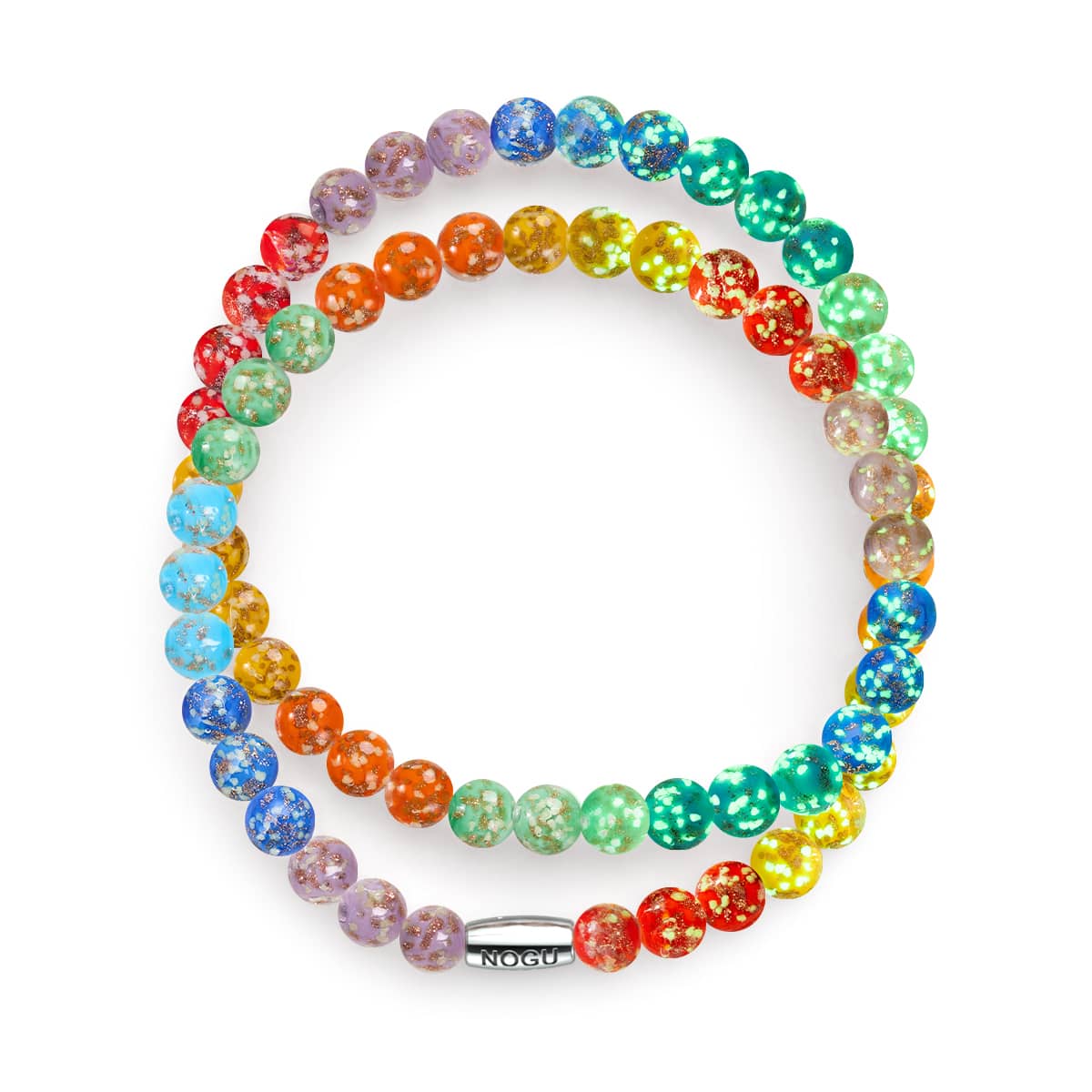 Rainbow Wrap | .925 Sterling Silver | Solid Firefly Glass Bracelet