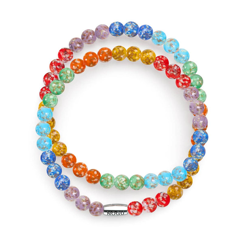Rainbow Wrap | .925 Sterling Silver | Solid Firefly Glass Bracelet