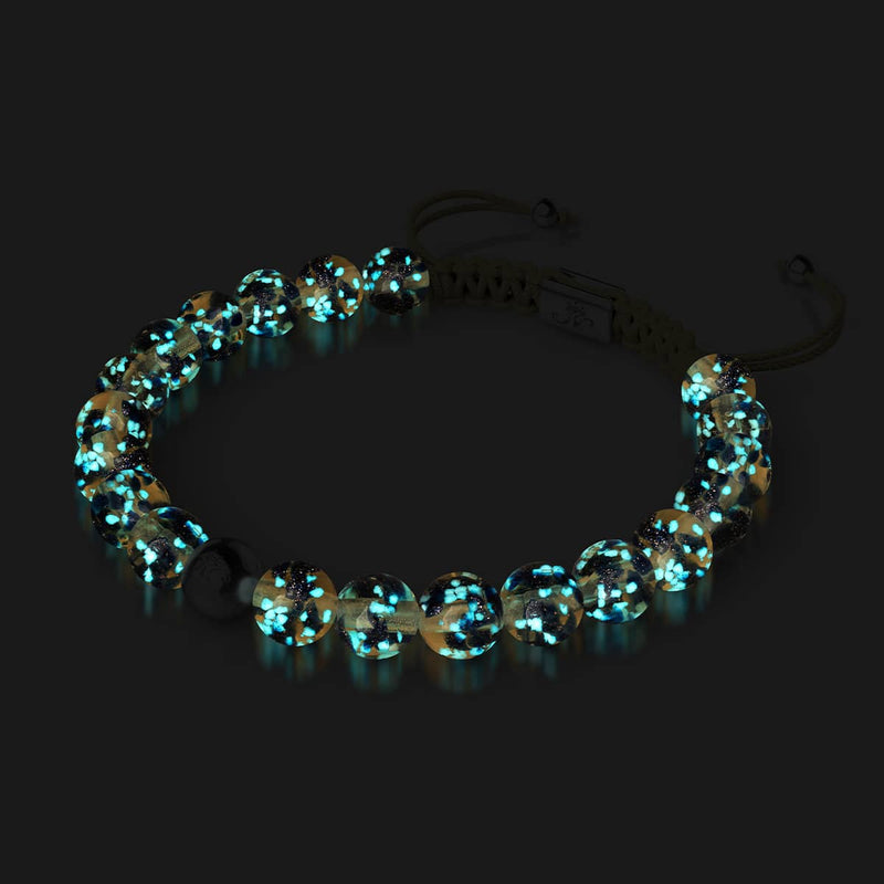 Sandstone Flame | Silver | Firefly Glass Macrame Bracelet