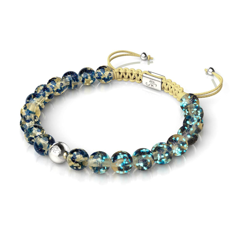 Sandstone Flame | Silver | Firefly Glass Macrame Bracelet