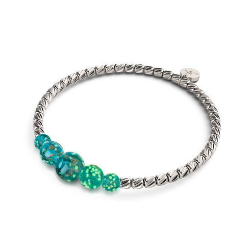 Teal | Silver | Firefly Glass Cascade Bracelet