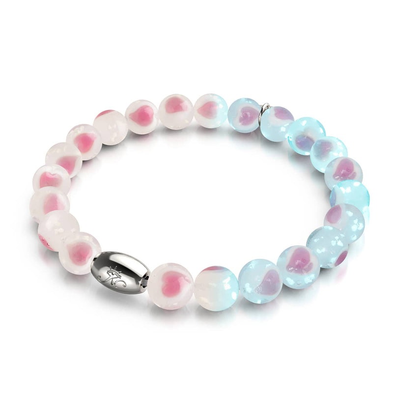 White x Pink | .925 Sterling Silver | Firefly Glass Love Bracelet