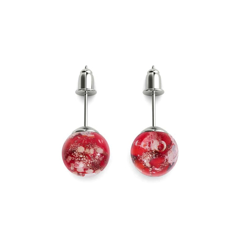 Crimson | .925 Sterling Silver | Firefly Glass Stud Earrings