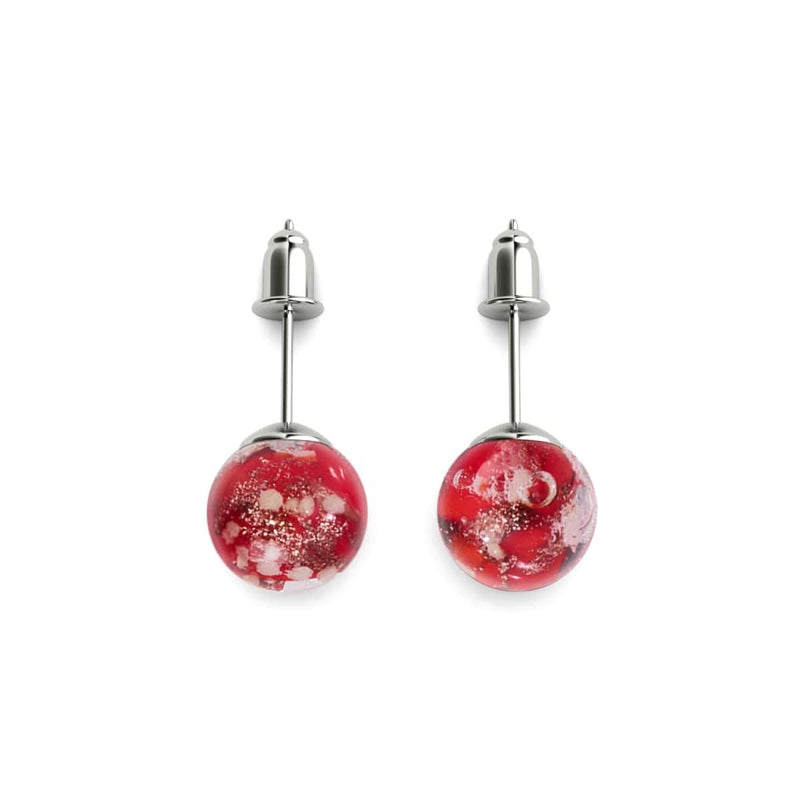 Crimson | .925 Sterling Silver | Firefly Glass Stud Earrings