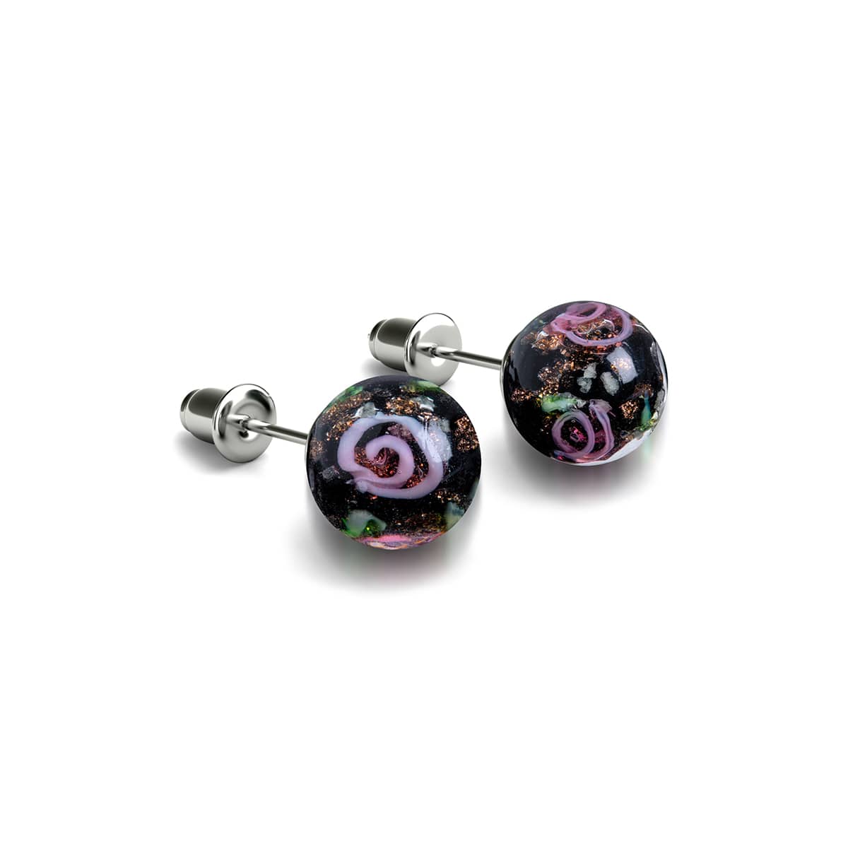 Enchanted Rose | .925 Sterling Silver | Firefly Glass Stud Earrings