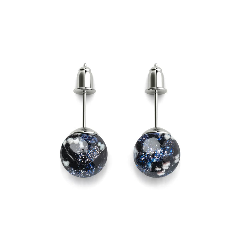 Pitch Black | .925 Sterling Silver | Firefly Glass Stud Earrings
