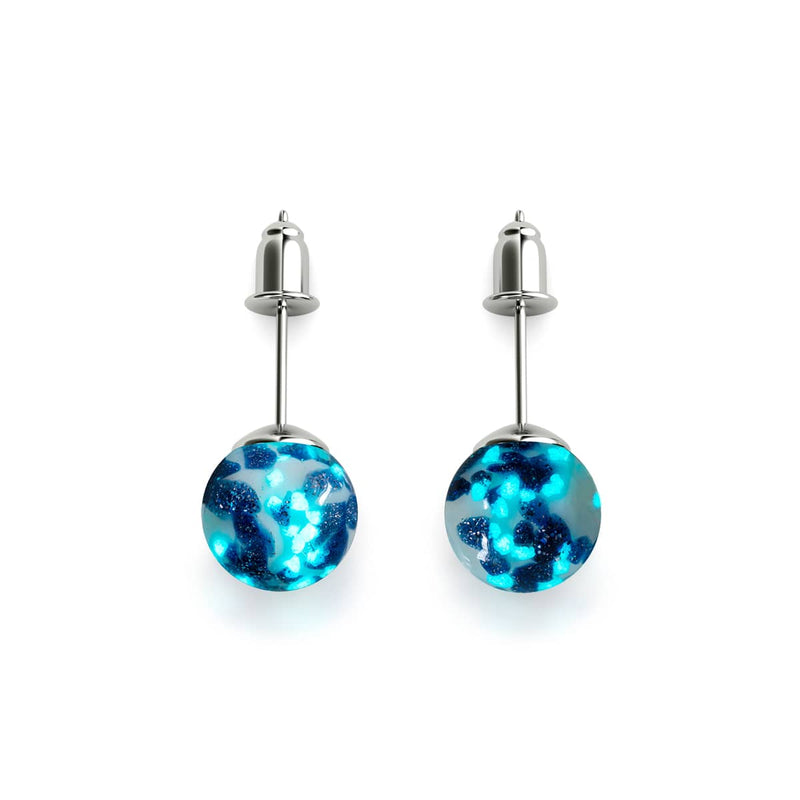 Starlit Waves | .925 Sterling Silver | Firefly Glass Stud Earrings
