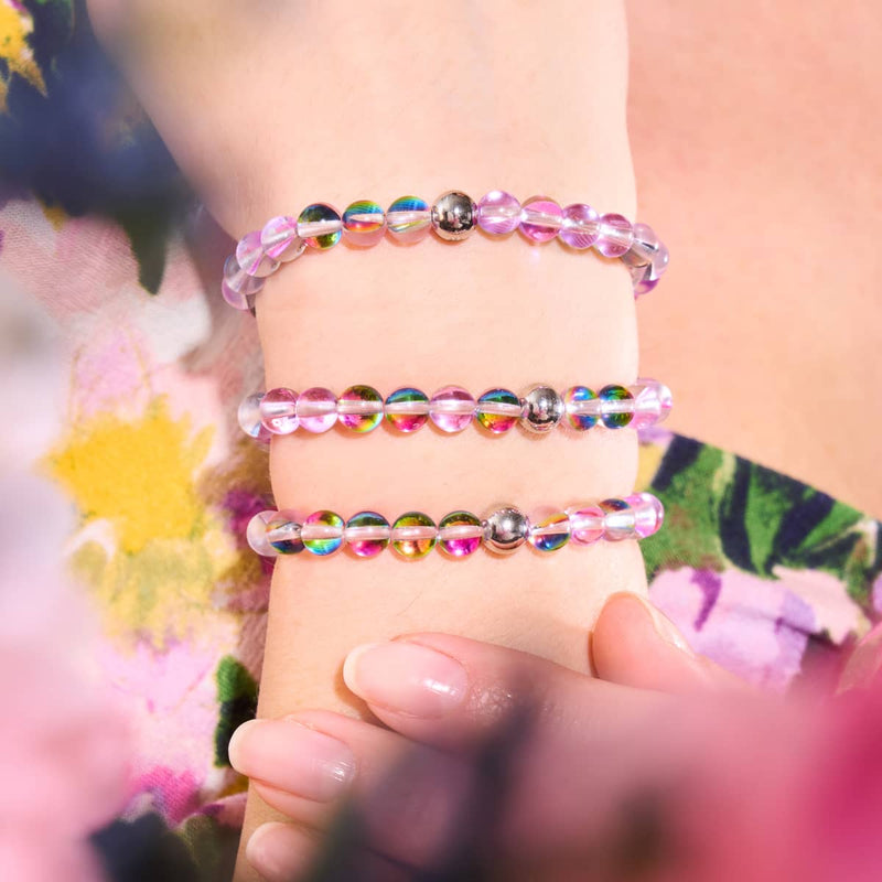 Purple Rain | Silver | Galaxy Glass Bead Bracelet